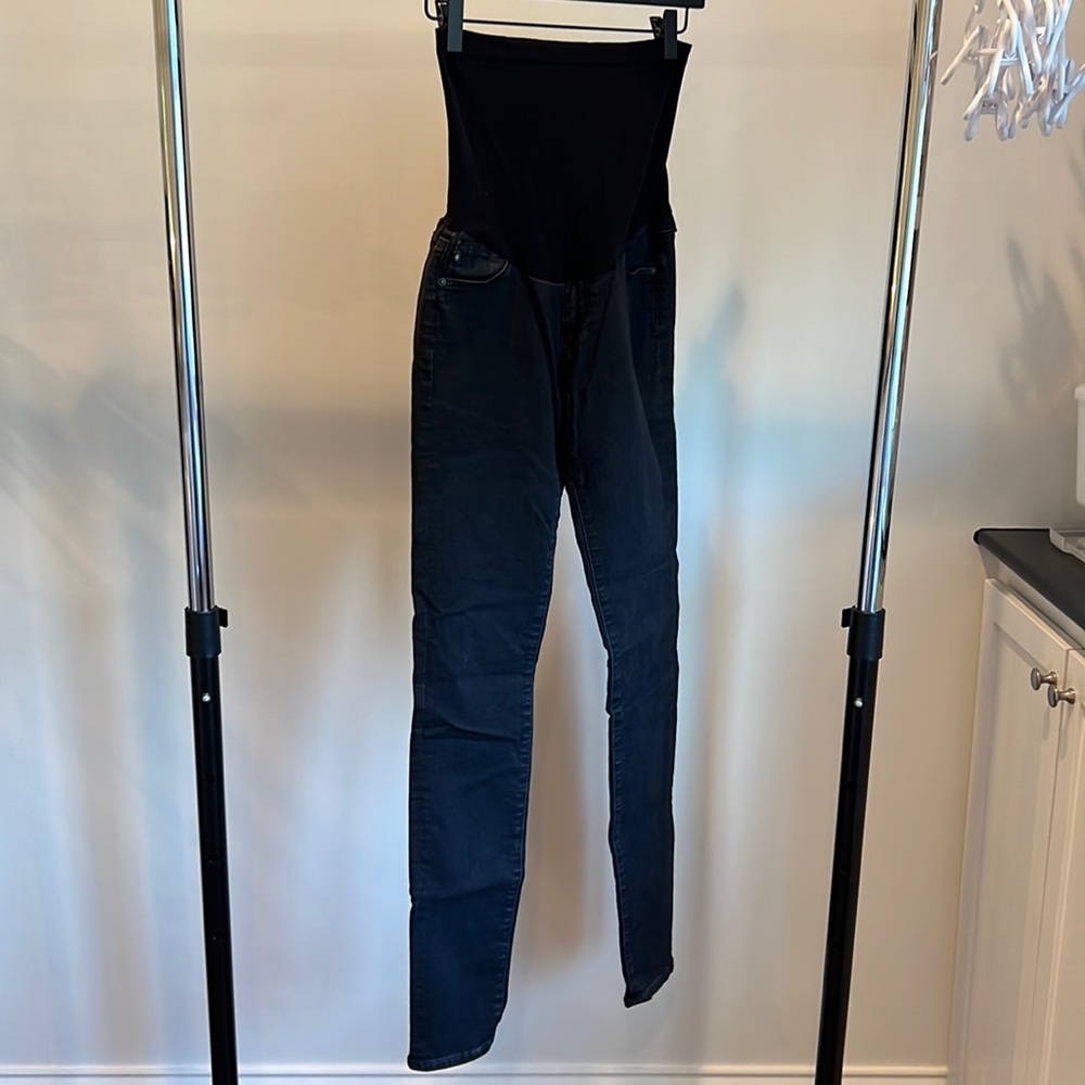 AG maternity black wash skinny jeans with tummy panel 28R